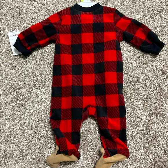 NWT Red & Black Buffalo Check Footie - Onesie - Picture 2 of 5